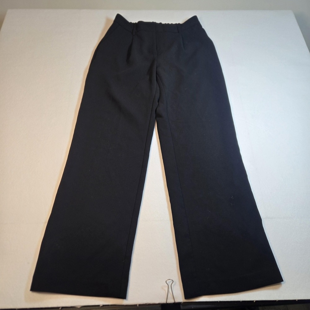 DKNY Dress Pants Women 4 Black Excellent Wide Leg Pleated Elastic Waist Trousers